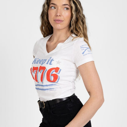 Grunt Style Women's Keep It 1776 V-Neck - White