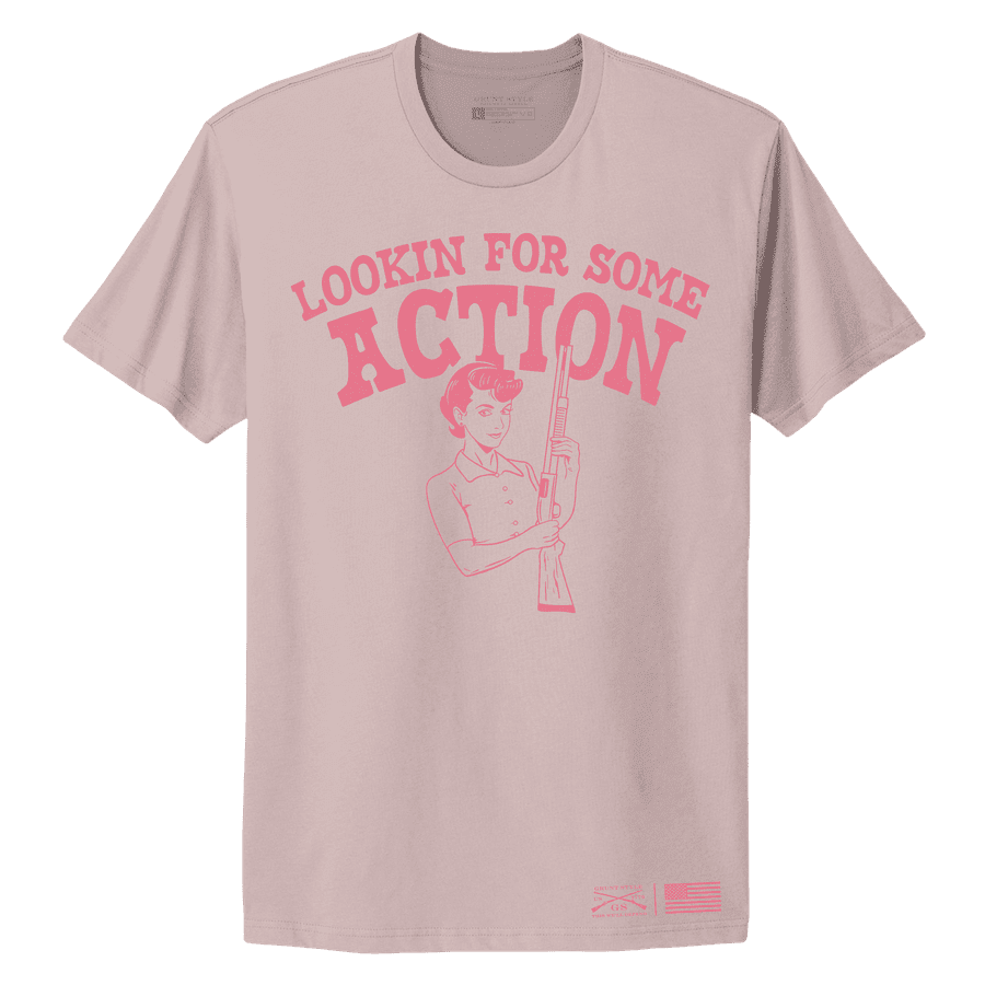 Grunt Style Women's Looking For Action Boyfriend Fit T-Shirt - Light Pink