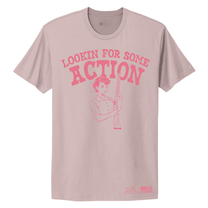 Grunt Style Women's Looking For Action Boyfriend Fit T-Shirt - Light Pink