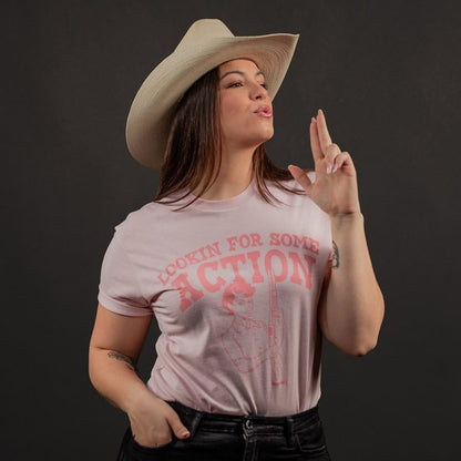 Grunt Style Women's Looking For Action Boyfriend Fit T-Shirt - Light Pink