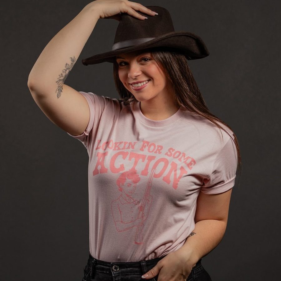 Grunt Style Women's Looking For Action Boyfriend Fit T-Shirt - Light Pink