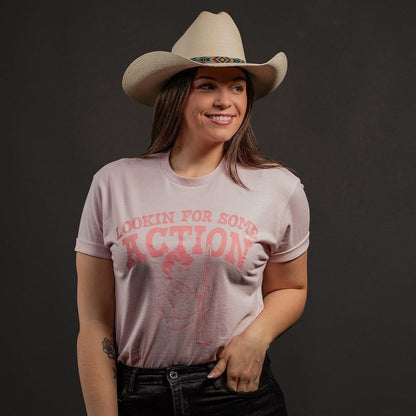 Grunt Style Women's Looking For Action Boyfriend Fit T-Shirt - Light Pink