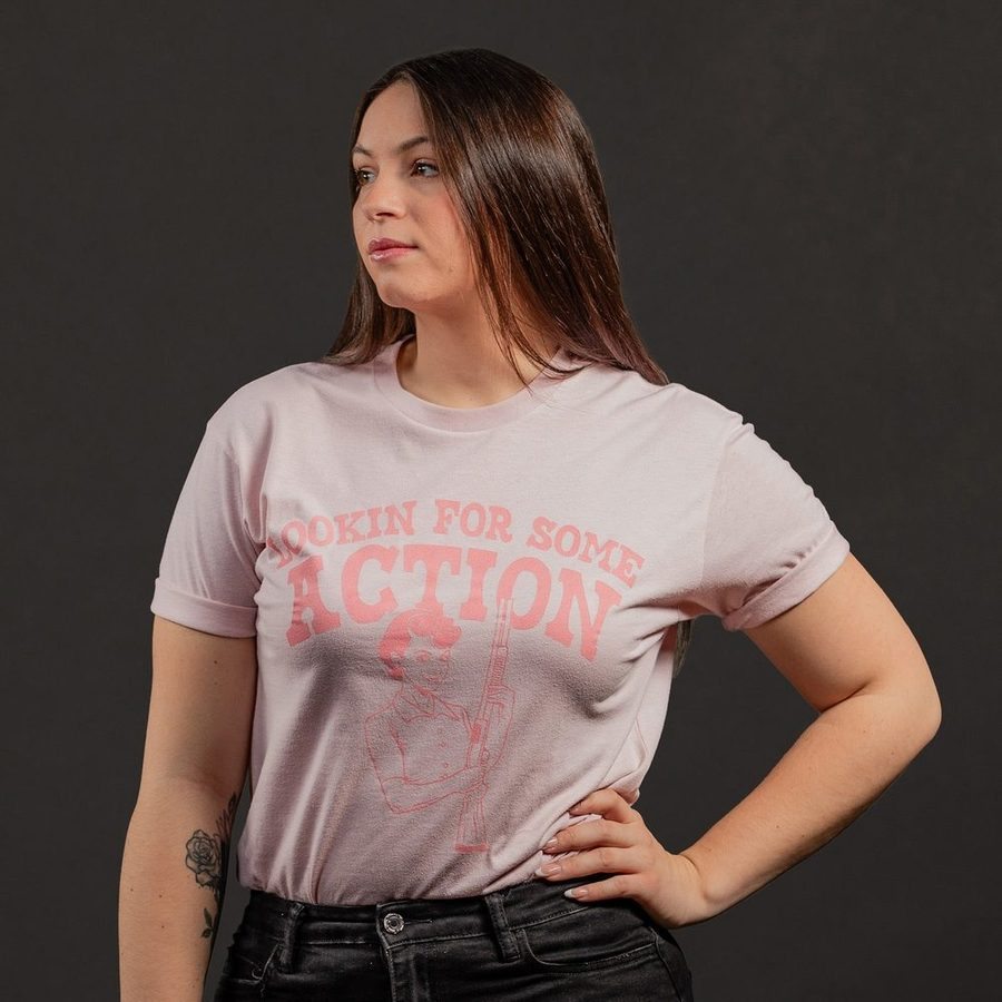 Grunt Style Women's Looking For Action Boyfriend Fit T-Shirt - Light Pink