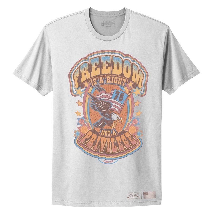 Grunt Style Women's Freedom Is A Right Boyfriend Fit T-Shirt -Sand