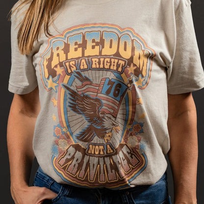 Grunt Style Women's Freedom Is A Right Boyfriend Fit T-Shirt -Sand