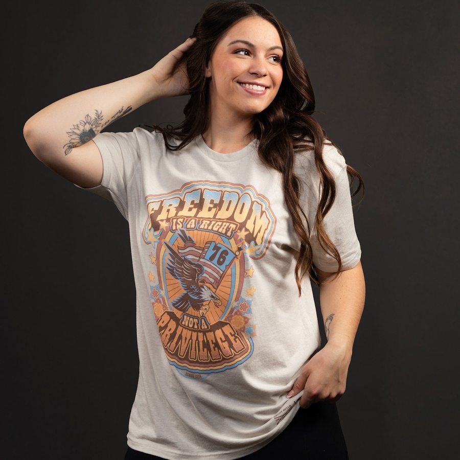 Grunt Style Women's Freedom Is A Right Boyfriend Fit T-Shirt -Sand