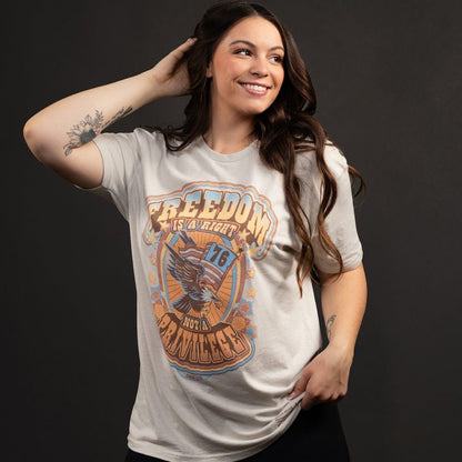 Grunt Style Women's Freedom Is A Right Boyfriend Fit T-Shirt -Sand