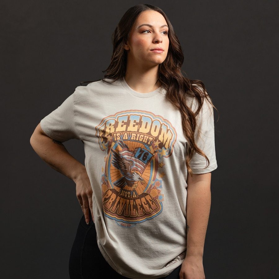 Grunt Style Women's Freedom Is A Right Boyfriend Fit T-Shirt -Sand