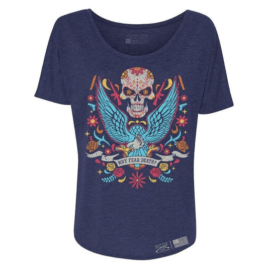 Grunt Style Women's Why Fear Death Slouchy Fit T-Shirt - Future Dusk