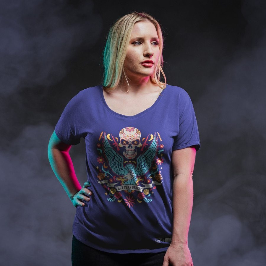 Grunt Style Women's Why Fear Death Slouchy Fit T-Shirt - Future Dusk