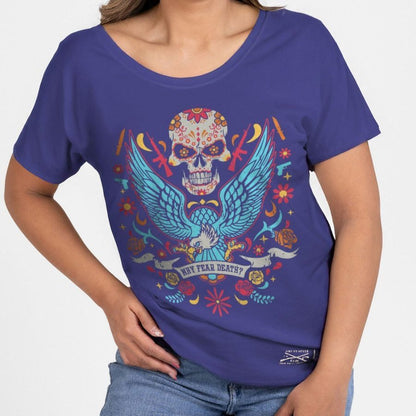 Grunt Style Women's Why Fear Death Slouchy Fit T-Shirt - Future Dusk