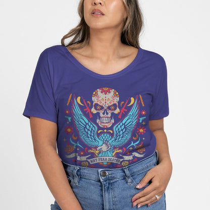 Grunt Style Women's Why Fear Death Slouchy Fit T-Shirt - Future Dusk
