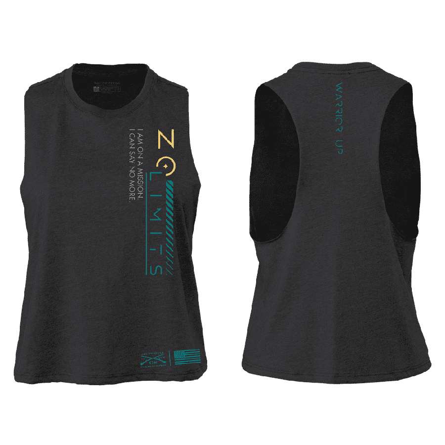Grunt Style Women's No Limits Racerback Cropped Tank - Dark Heather Gray