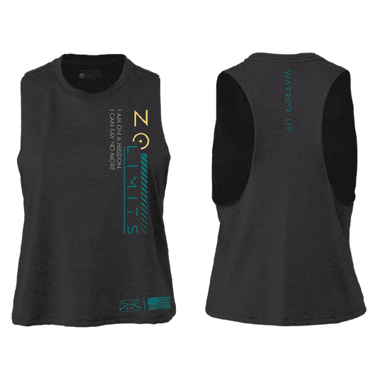 Grunt Style Women's No Limits Racerback Cropped Tank - Dark Heather Gray