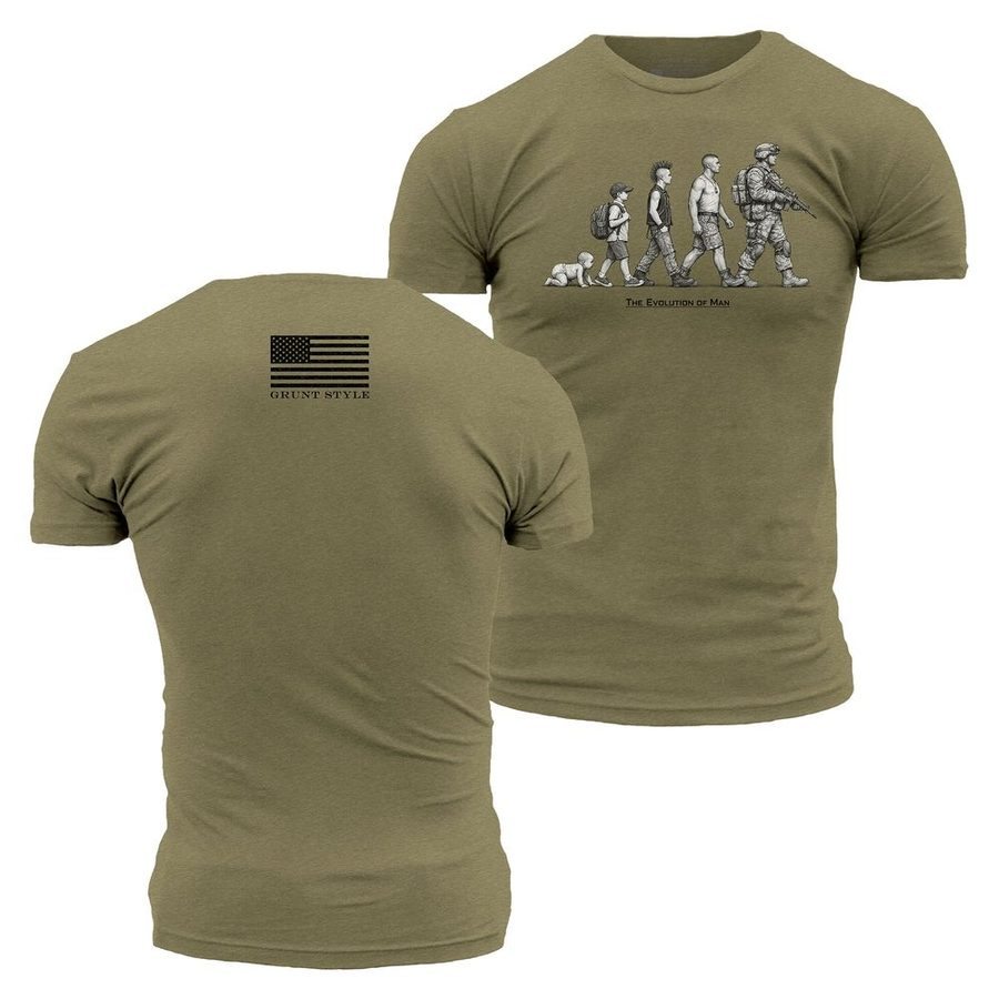 Grunt Style Evolution Of Man T-Shirt - Military Green