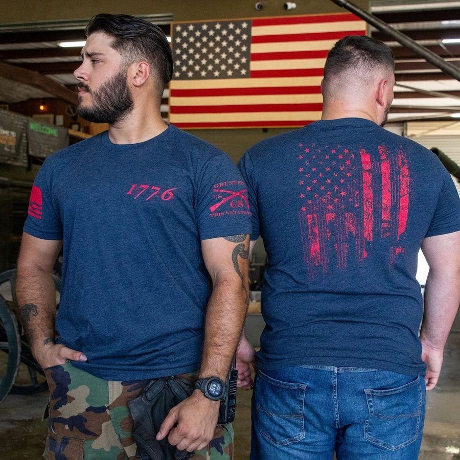 Grunt Style 1776 Flag T-Shirt - Midnight Navy