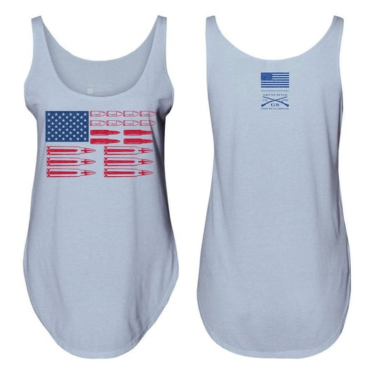 Grunt Style Women's Ammo Flag 2.0 Flowy Tank - Stonewash Denim
