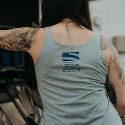 Grunt Style Women's Ammo Flag 2.0 Flowy Tank - Stonewash Denim