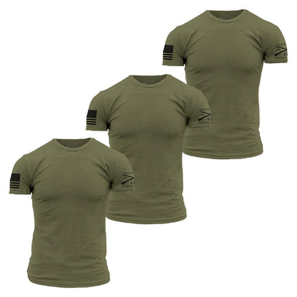 Grunt Style Basic T-Shirts - Military Green - 3 Pack
