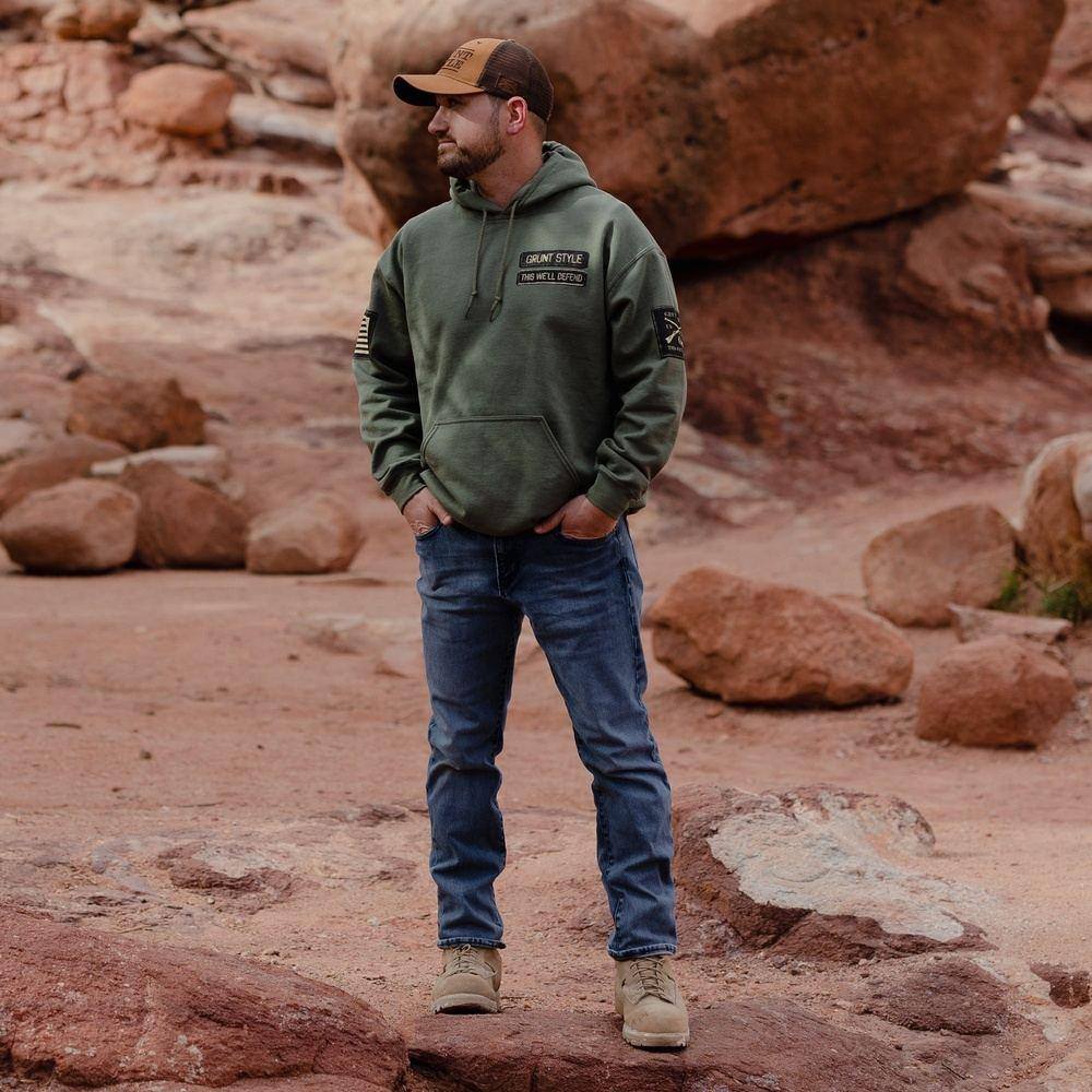 Grunt Style Name Tape Hoodie - Green Jacket