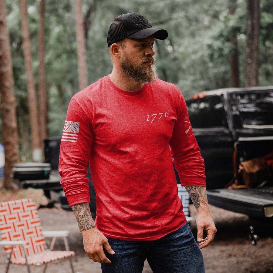 Grunt Style 1776 Flag Long Sleeve - Red