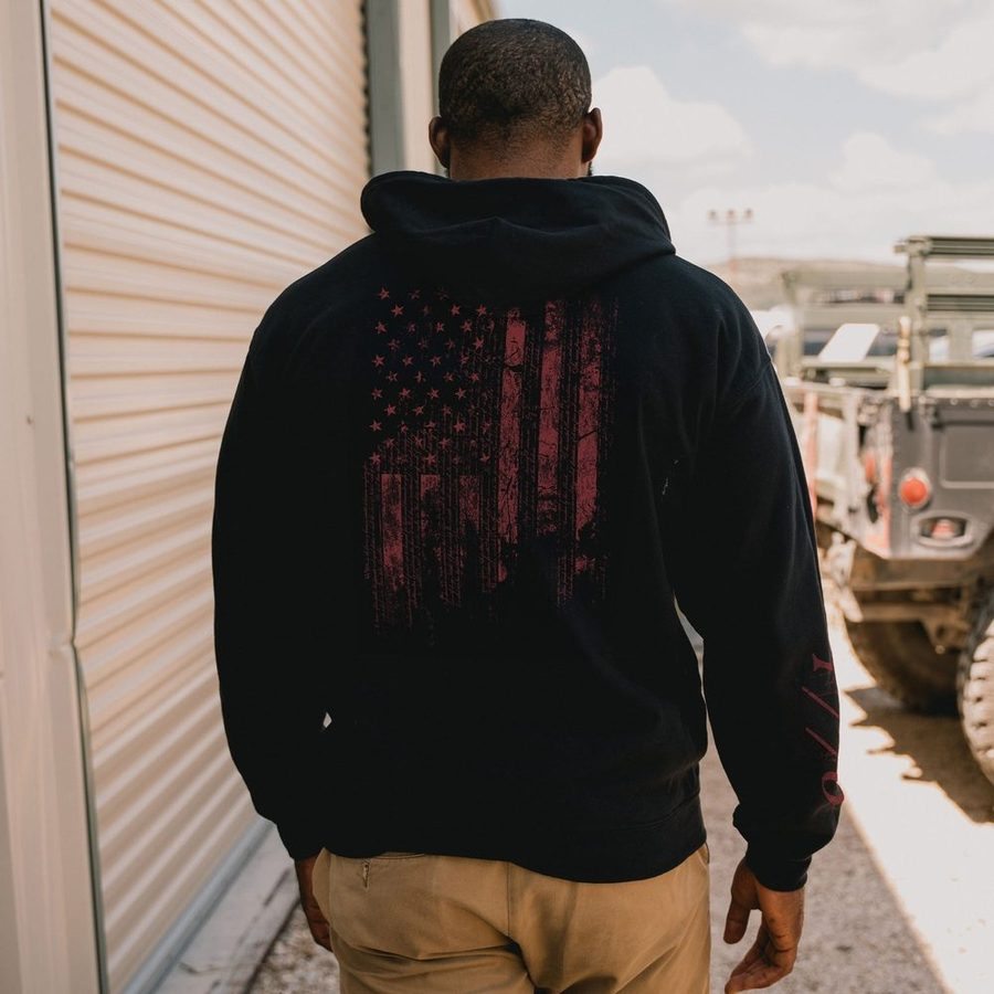 Grunt Style 1776 Flag Full-Zip Hoodie - Black