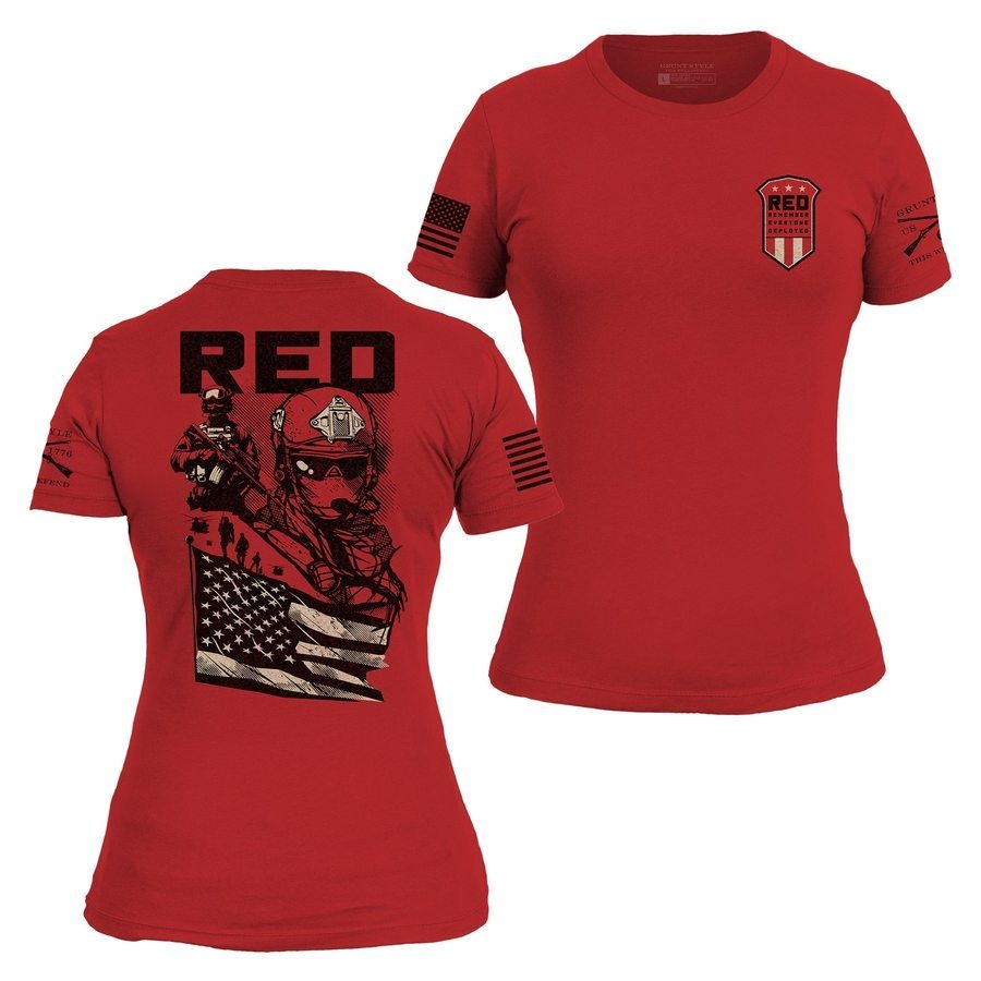 Grunt Style Women's Mission RED Slim Fit T-Shirt - Red