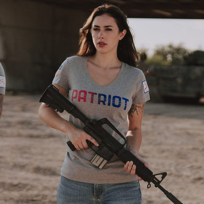 Grunt Style Women's Patriot V-Neck - Dark Heather Gray