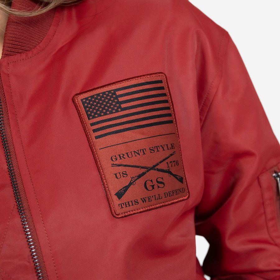 Grunt Style Women's Stealth Bomber Jacket - Red Plum