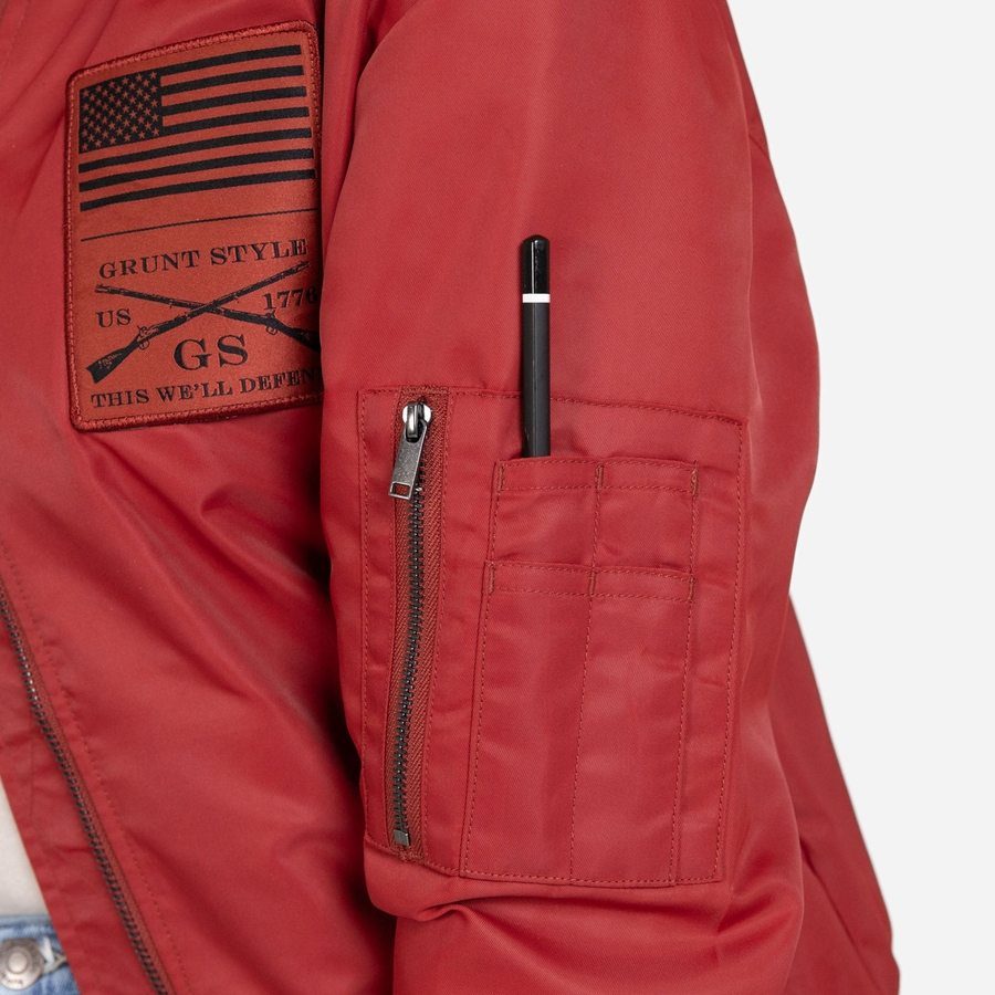 Grunt Style Women's Stealth Bomber Jacket - Red Plum