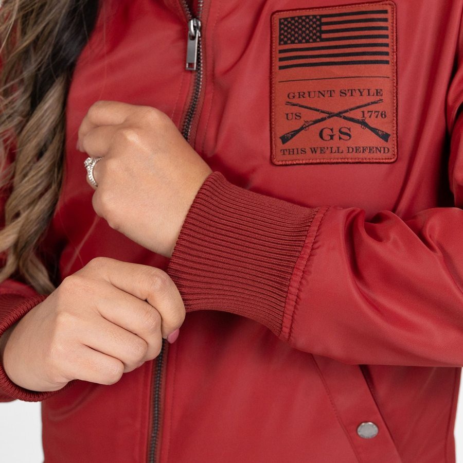 Grunt Style Women's Stealth Bomber Jacket - Red Plum