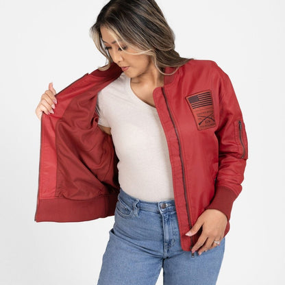 Grunt Style Women's Stealth Bomber Jacket - Red Plum