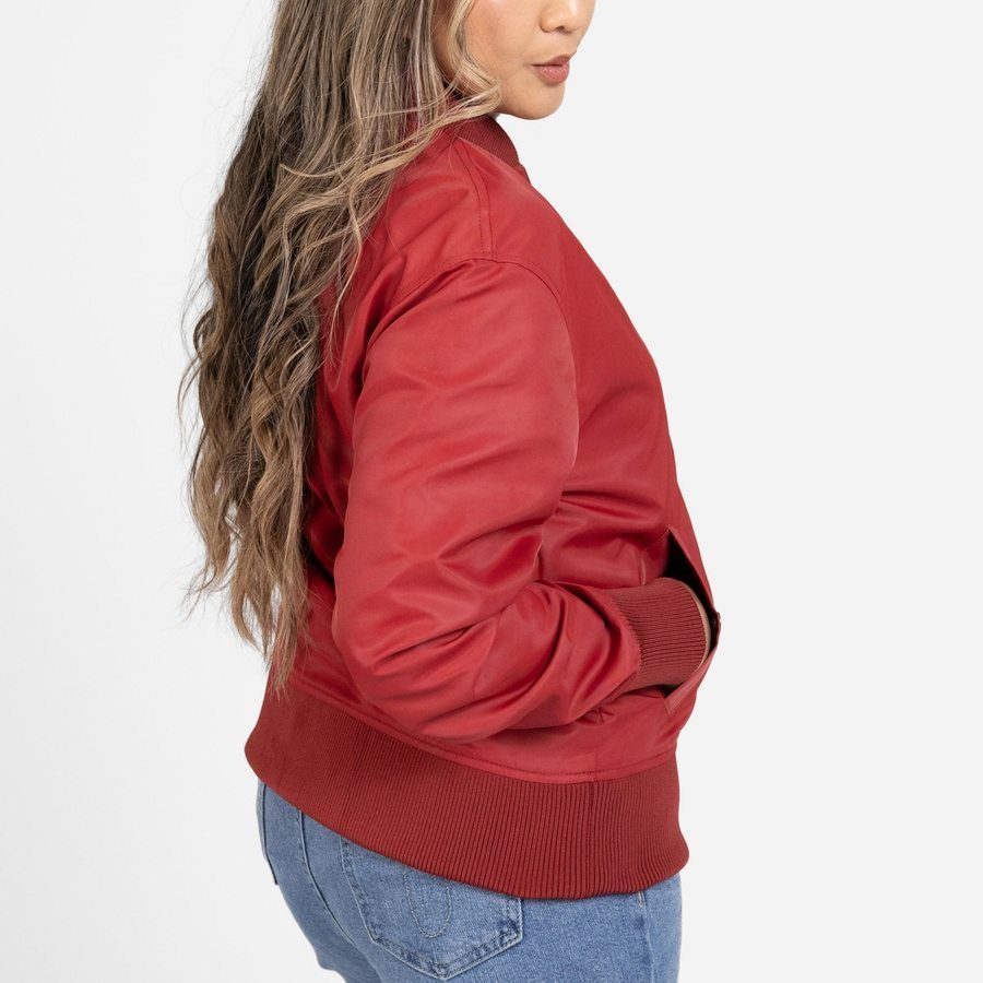 Grunt Style Women's Stealth Bomber Jacket - Red Plum