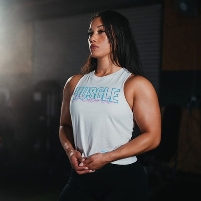 Grunt Style Women's Muscle Mami Racerback Cropped Tank - White