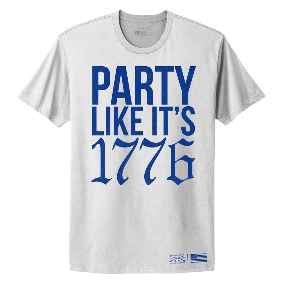 Grunt Style Women's Party Like It 1776 Boyfriend Fit T-Shirt - White