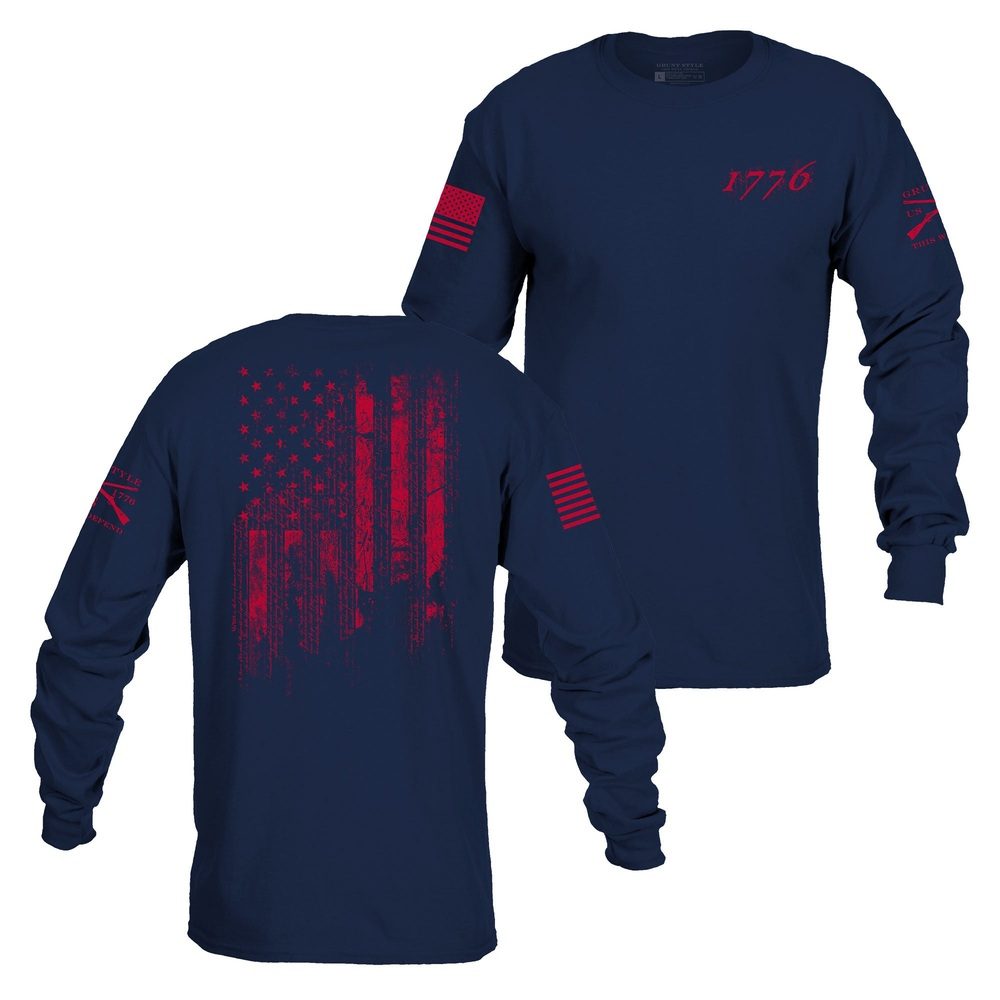 Grunt Style 1776 Flag Long Sleeve - Navy