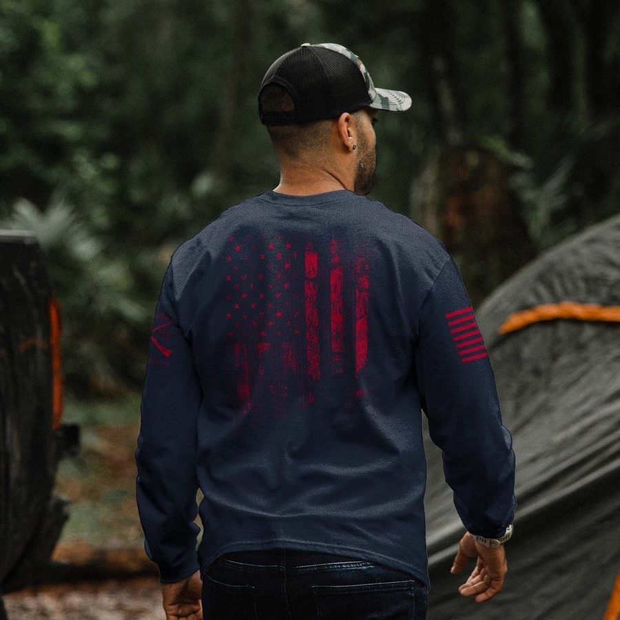 Grunt Style 1776 Flag Long Sleeve - Navy