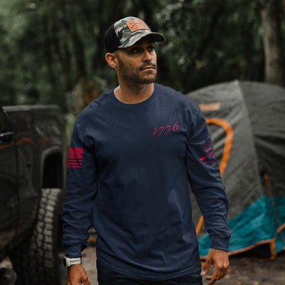 Grunt Style 1776 Flag Long Sleeve - Navy