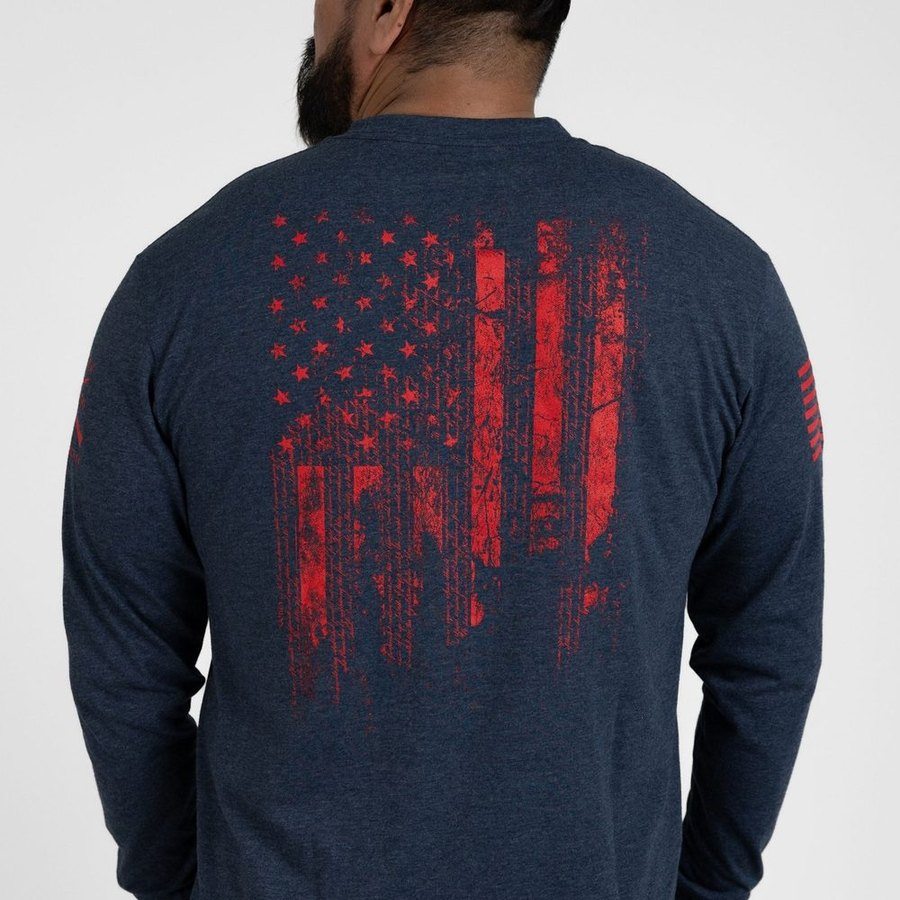 Grunt Style 1776 Flag Long Sleeve - Navy