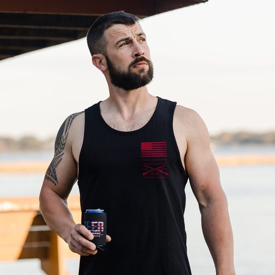 Grunt Style Red Blood Blue Collar® Tank - Black