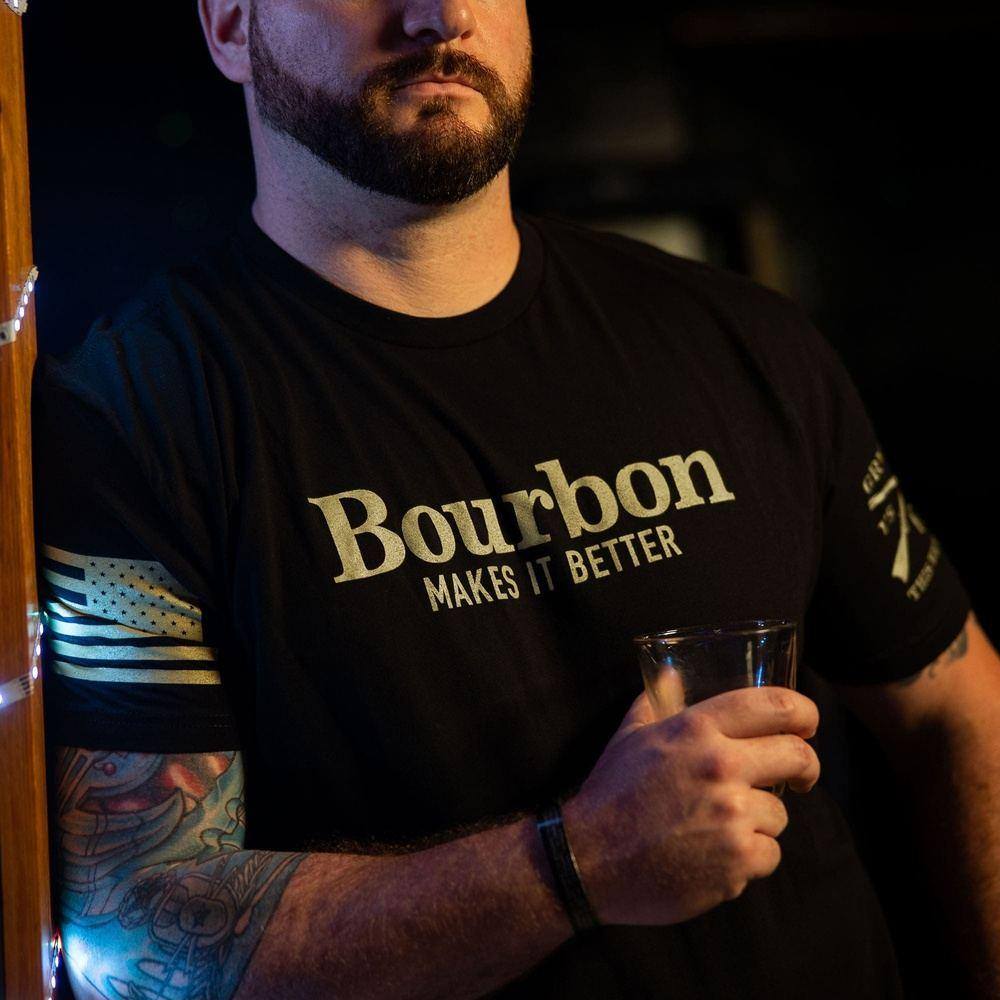 Grunt Style Drinking Shirt | Bourbon Makes It Better - Patriotic Clothing