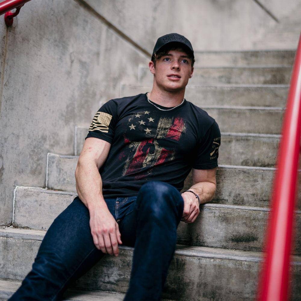 Grunt Style Men's Patriotic Shirt - American Reaper Flag