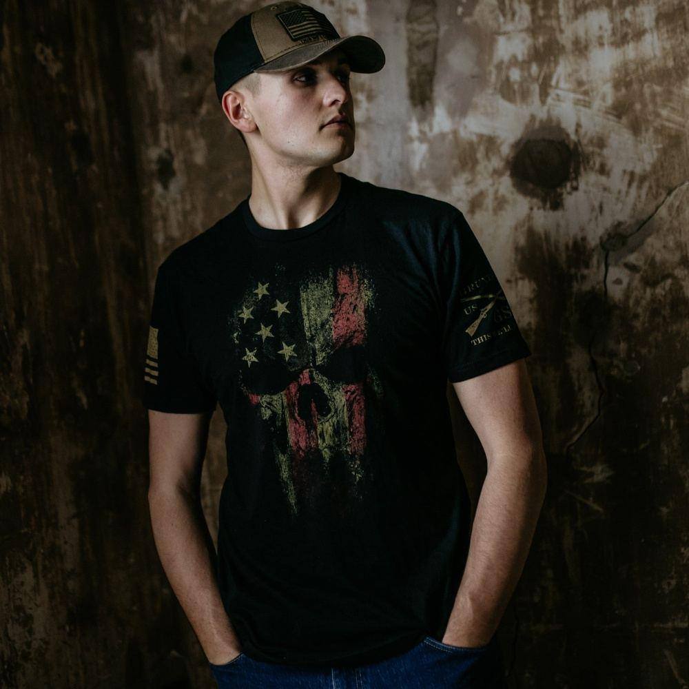 Grunt Style Men's Patriotic Shirt - American Reaper Flag