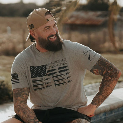 Grunt Style Ammo Flag T-Shirt - Dark Heather Gray