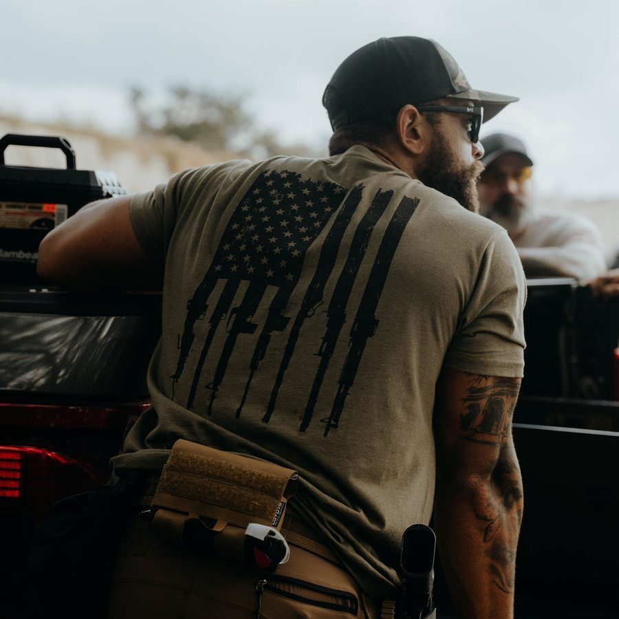 Grunt Style Rifle Flag 2.0 T-Shirt - Military Green