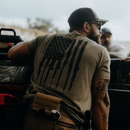 Grunt Style Rifle Flag 2.0 T-Shirt - Military Green