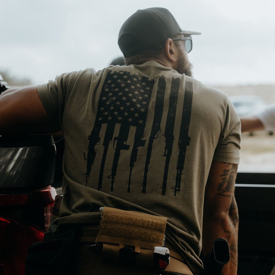 Grunt Style Rifle Flag 2.0 T-Shirt - Military Green