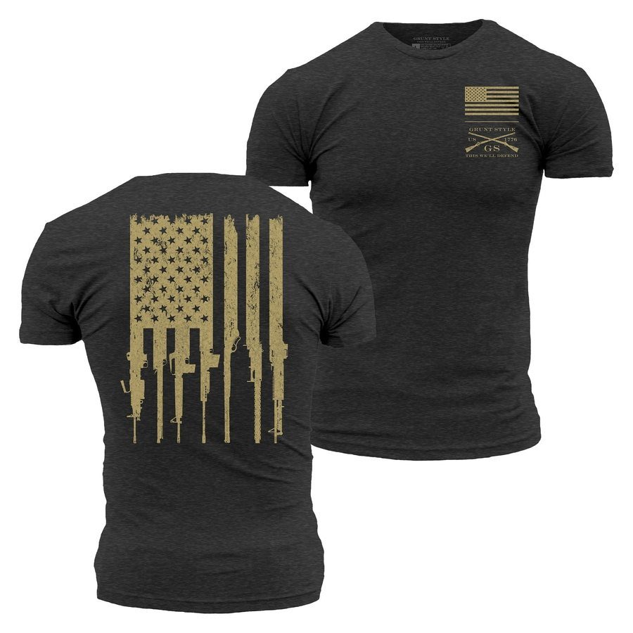 Grunt Style Rifle Flag 2.0 T-Shirt - Charcoal