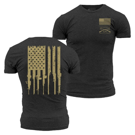 Grunt Style Rifle Flag 2.0 T-Shirt - Charcoal