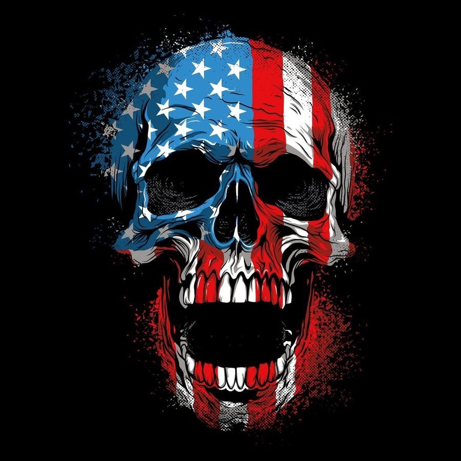 Grunt Style American Reaper Skull T-Shirt - Black